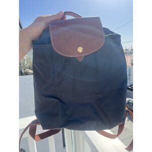 Longchamp Le Pliage charcoal gray adjustable backpack foldable lightweight